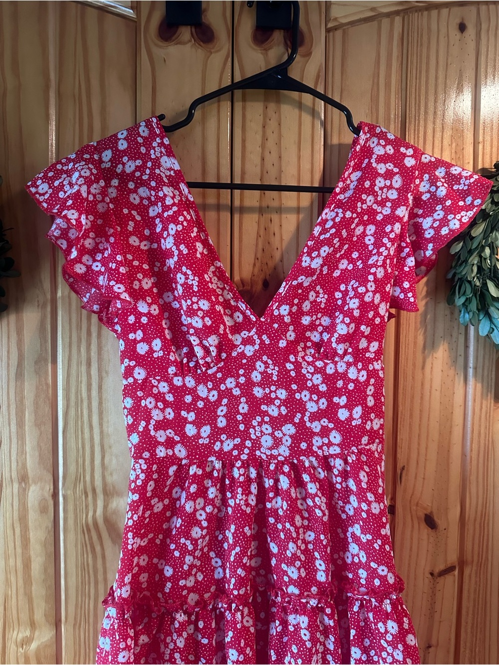 SHEIN Red Floral Ruffle Mini Dress - Picture 2 of 3